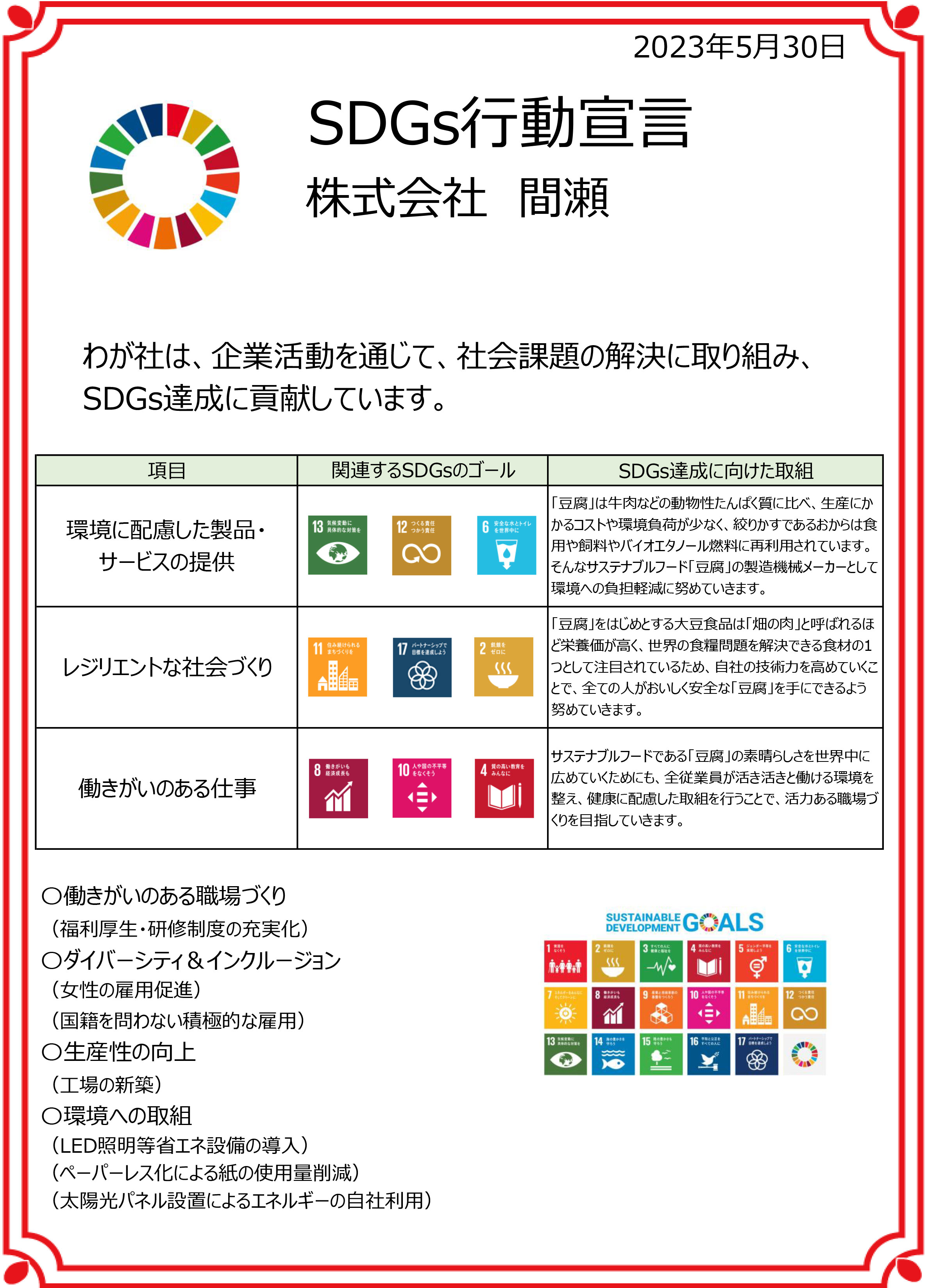 SDGs行動宣言